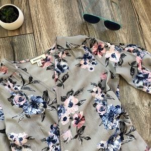 3 for $10 Grey Floral Wrap Shirt